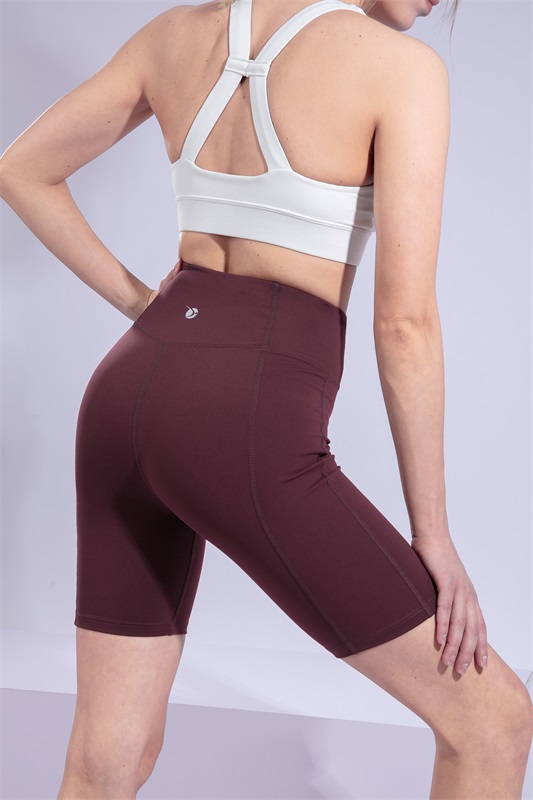 Women’s Wine Red Quick Dry Breathable Fitness Workout Yoga Crops