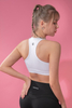 Women’s White Zipper Quick Dry Breathable Fitness Workout Yoga Sports Bra 