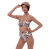 Women’s Sexy Zebra Allover Print Cutout Wireless One-piece Swimsuit
