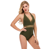 Women’s Sexy One-piece Deep V Mesh Joint Swimsuit
