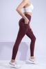 Women’s Wine Red Quick Dry Breathable Fitness Workout Yoga Leggings