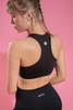 Women’s Black Zipper Quick Dry Breathable Fitness Workout Yoga Sports Bra 