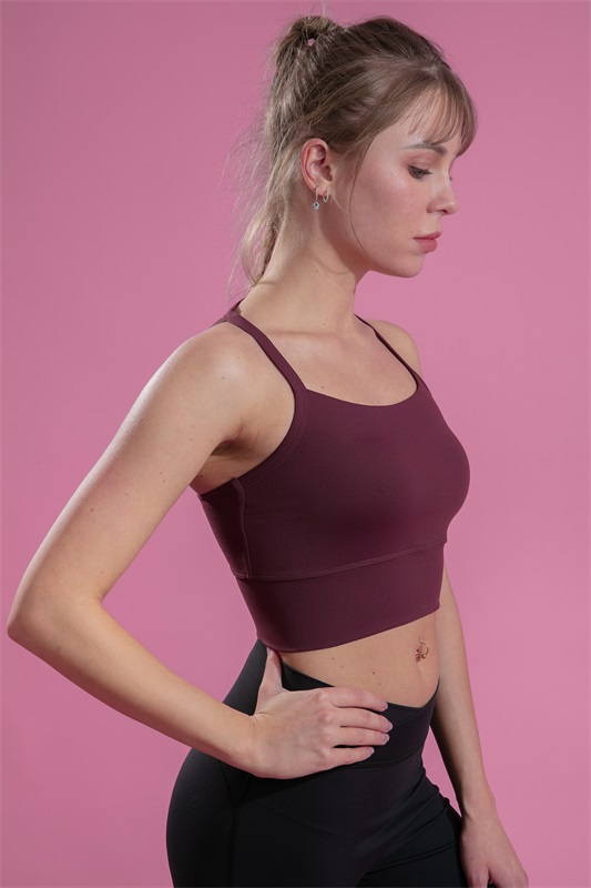 Women’s Wine Red Quick Dry Breathable Fitness Workout Yoga Sports Bra 