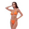 Women’s Sexy Orange Crinkle with Diamante Chain Bikini Suit