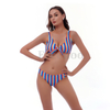 Women’s Sexy Colors Stripe Allover Print Front Knot Bikini Suit