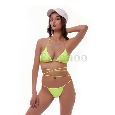 Women’s Sexy Neon Yellow Wrap Bikini Suit