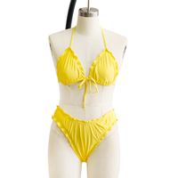 Solid Yellow with Frill Bikini Suit