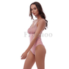 Women’s Sexy Pink And White Stripe Joint Wireless One-piece Swimsuit