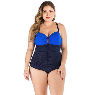 Women’s Plus Size Ruched Contrast One-piece Swimsuit