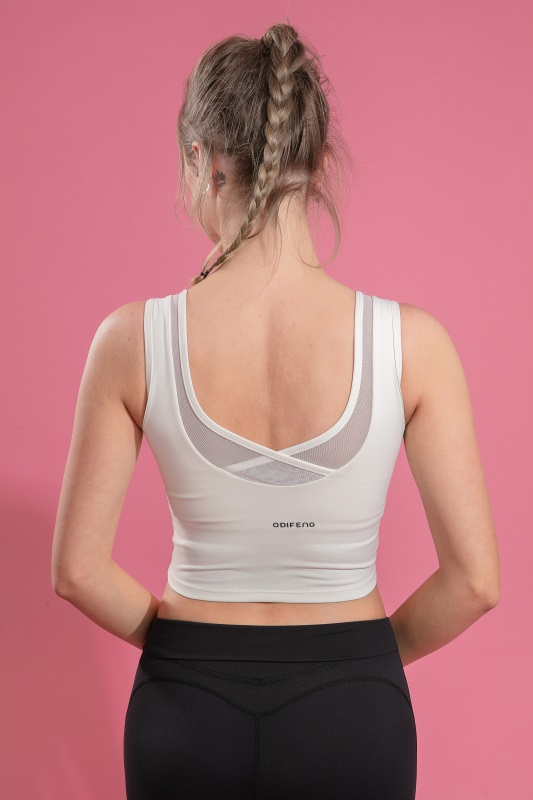 Women’s Cream Quick Dry Breathable Fitness Workout Yoga Vest