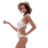 Women’s Sexy White Texture With Floral Strap Wireless One-piece Swimsuit