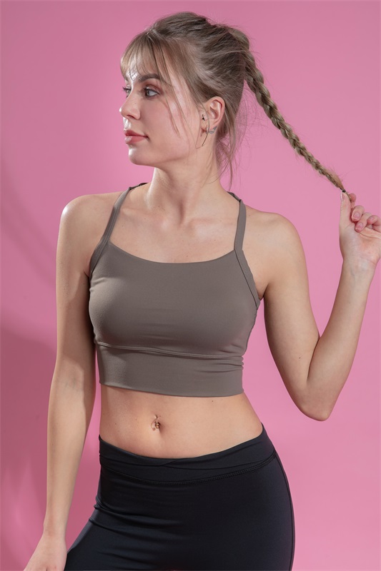 Women’s Grey Quick Dry Breathable Fitness Workout Yoga Sports Bra 