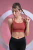 Women’s Dark Red Quick Dry Breathable Fitness Workout Yoga Sports Bra 