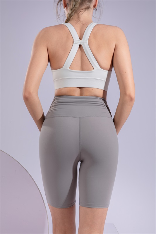 Women’s Light Grey Seamless Quick Dry Breathable Fitness Workout Yoga Crops