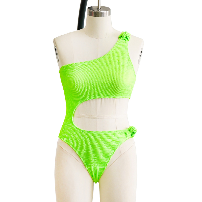 Green Crinkle Knot One-piece Swimsuit
