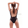 Women’s Sexy Black Lace Up Wireless One-piece Swimsuit