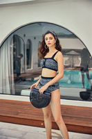 Women’s Sexy Black Print Bandeau And High Waist Bottom Swimsuit